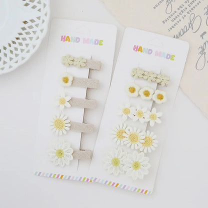 Handmade Headwear, 5Pcs/Lot Children's Hair Clips, Baby Hair Accessories, Full coverage fabric hair Clip Bows for Girls