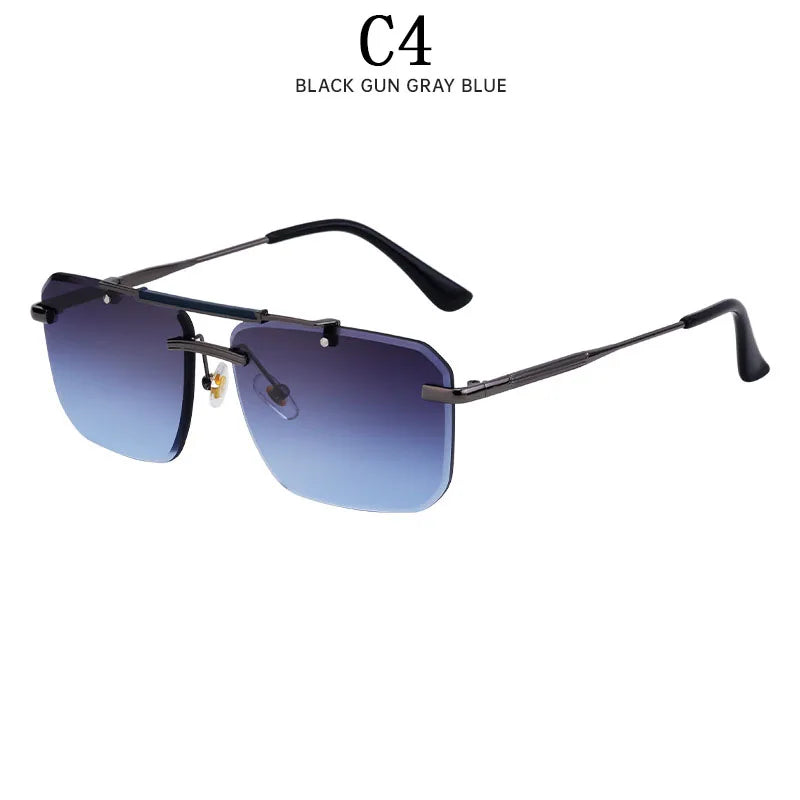 Rimless Sunglasses For Men Fashion Glasses Luxury Square Designer Sunglasses Women Trendy And Fashionable Lentes De Sol Mujer