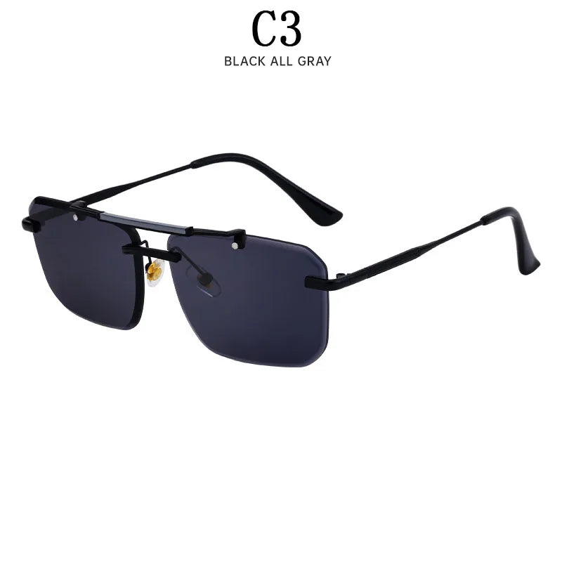 Rimless Sunglasses For Men Fashion Glasses Luxury Square Designer Sunglasses Women Trendy And Fashionable Lentes De Sol Mujer