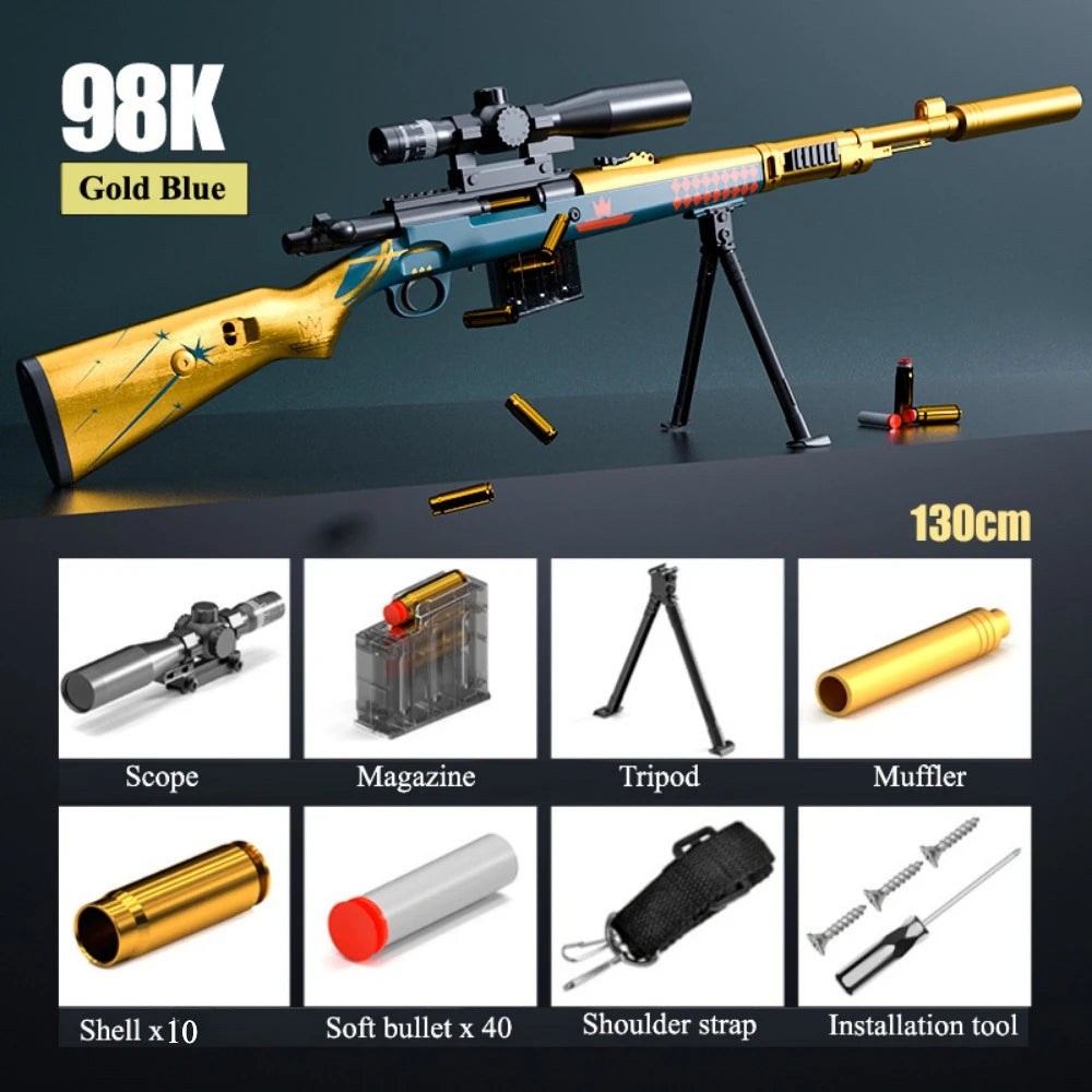 Awm Soft Bullet Toy Gun Manually Loaded Can Be Fired Combat Sniper Rifle Outdoor Games CS Fighting for Adults Boys Gift