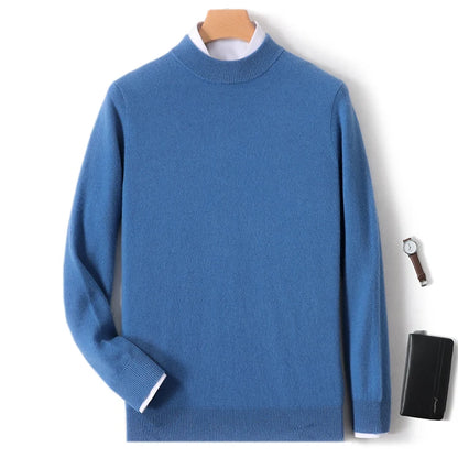 Autumn And Winter New 100% Pure Wool Men's Round Neck Thick Sweater Loose Knit Bottoming Shirt Cashmere Top