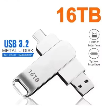 NEW 16TB USB 3.2 Flash Drives High Speed Transfer Metal Pendrive Memory Card Pendrive Flash Disk Memoria Waterproof Stick 2026