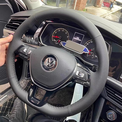 Car Steering Wheel Braid Cover Black Artificial Leather For Volkswagen VW Golf 7 Mk7 Touran Up New Polo Jetta Passat B8 Tiguan