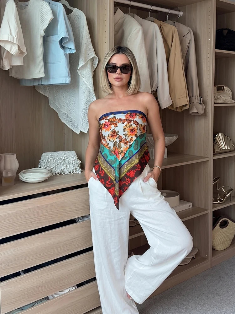 HH Y2K Floral Print Sarong Wrap Women's Asymmetric Bow Decorated Tie Waist Beach Wrap Sexy Summer Vacation & Festival Outfit