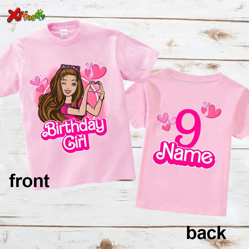 6th Birthday Girl Shirt Matching Outfits T Shirts Party Kids Shirts Dolls Girls Clothes Shirts 7th Birthday Custom Name T Shirt