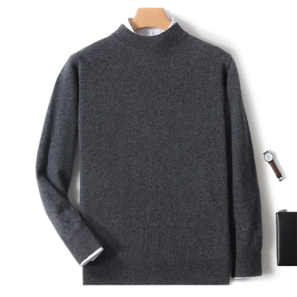 Autumn And Winter New 100% Pure Wool Men's Round Neck Thick Sweater Loose Knit Bottoming Shirt Cashmere Top