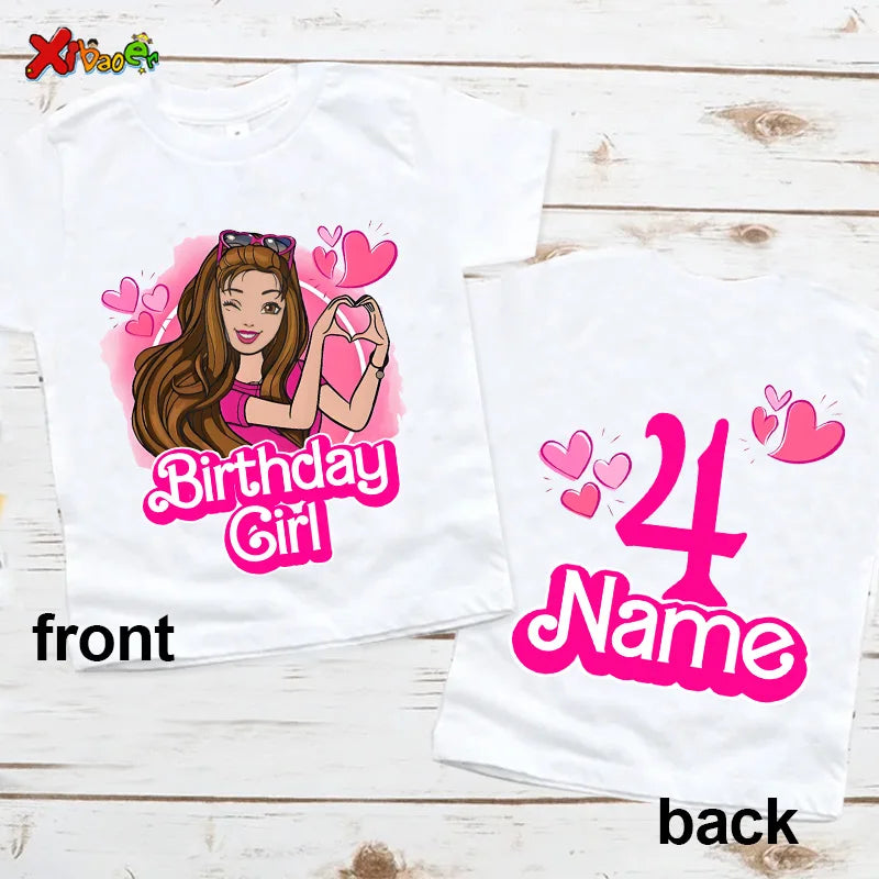 6th Birthday Girl Shirt Matching Outfits T Shirts Party Kids Shirts Dolls Girls Clothes Shirts 7th Birthday Custom Name T Shirt
