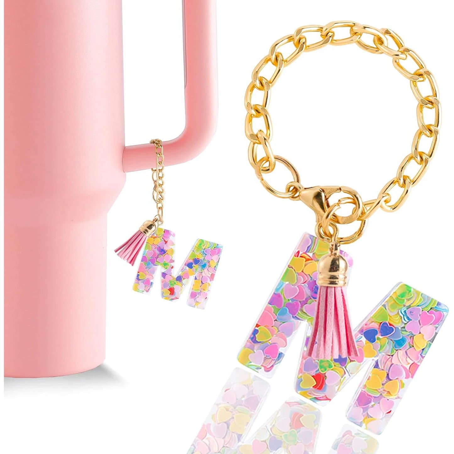 Letter Charm Accessories for Stanley Cup 1 PCS Cute Initial Keychain Handle Charm for Stanley Tumbler for Women Girls
