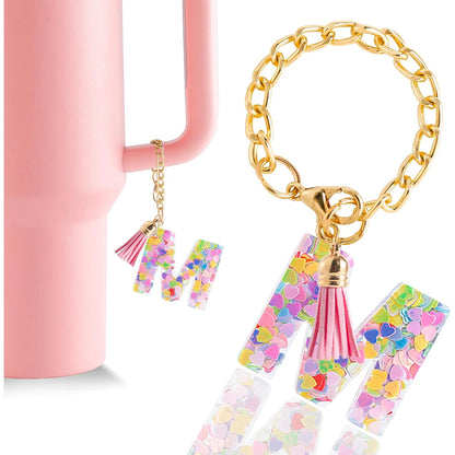 Letter Charm Accessories for Stanley Cup 1 PCS Cute Initial Keychain Handle Charm for Stanley Tumbler for Women Girls