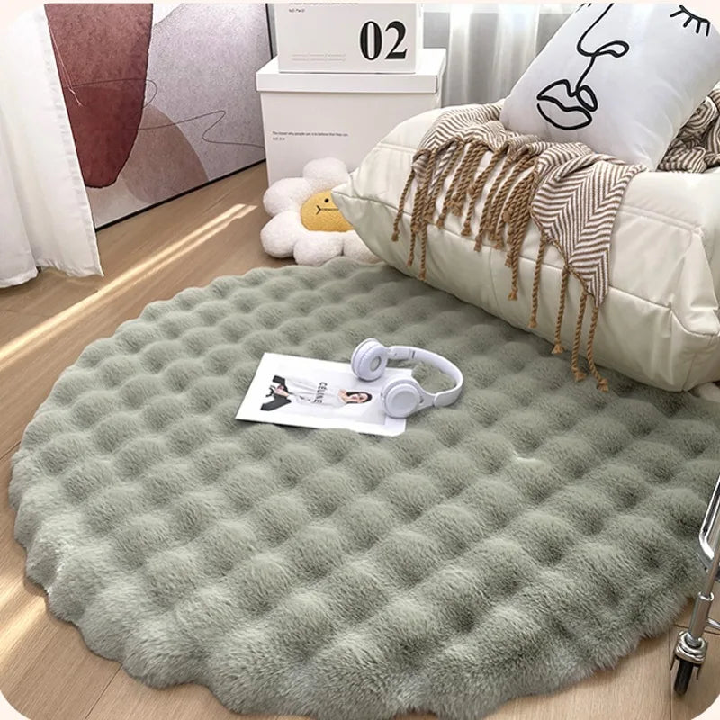 Imitation Rabbit Fur Rug Fluffy Soft Carpet Round Sofa Area Rug Comfortable Floor Mats Living Room Decoration Home Accessories