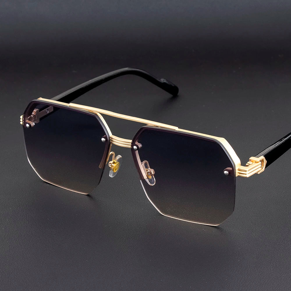 2025 New Large  Half Frame Ink Mirror men Driving Dedicated Fashion Trend UV Protection High-end  Gradually Changing Color