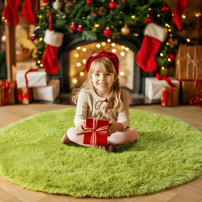 vikama Grass Green Round Rug for Bedroom Home Decor Fluffy Shag Circle Area Rugs Kids Room Classroom Nursery Living Room Decor