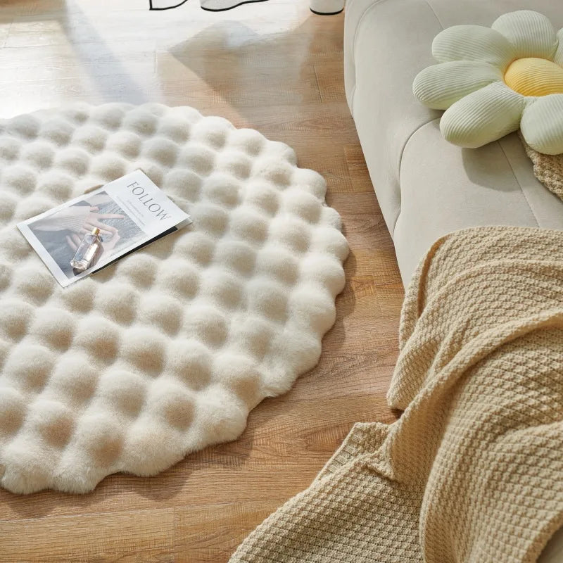Imitation Rabbit Fur Rug Fluffy Soft Carpet Round Sofa Area Rug Comfortable Floor Mats Living Room Decoration Home Accessories