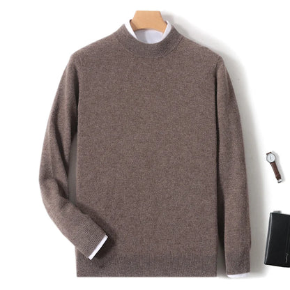 Autumn And Winter New 100% Pure Wool Men's Round Neck Thick Sweater Loose Knit Bottoming Shirt Cashmere Top