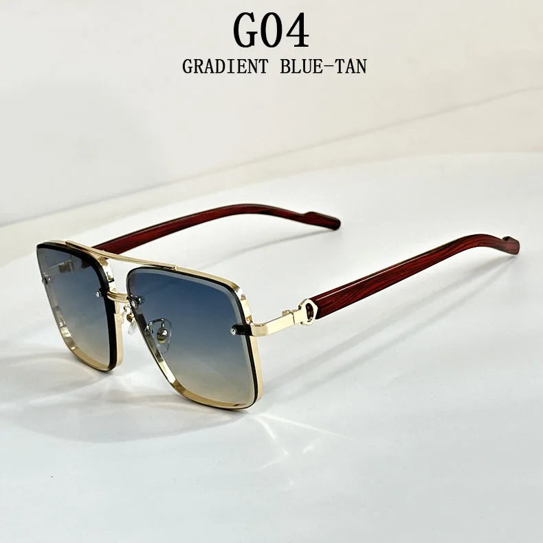 2024 Luxury Square Sunglasses For Men New Wooden Vintage Designer Fashion Glasses Sunglasses Women Vacation Gafas De Sol Hombre