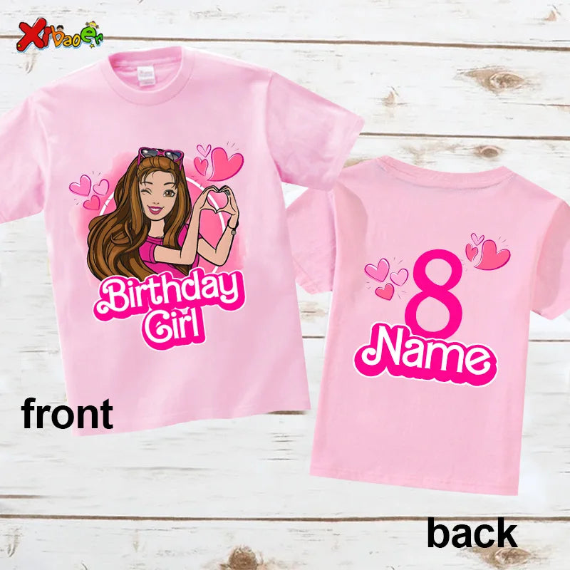 6th Birthday Girl Shirt Matching Outfits T Shirts Party Kids Shirts Dolls Girls Clothes Shirts 7th Birthday Custom Name T Shirt