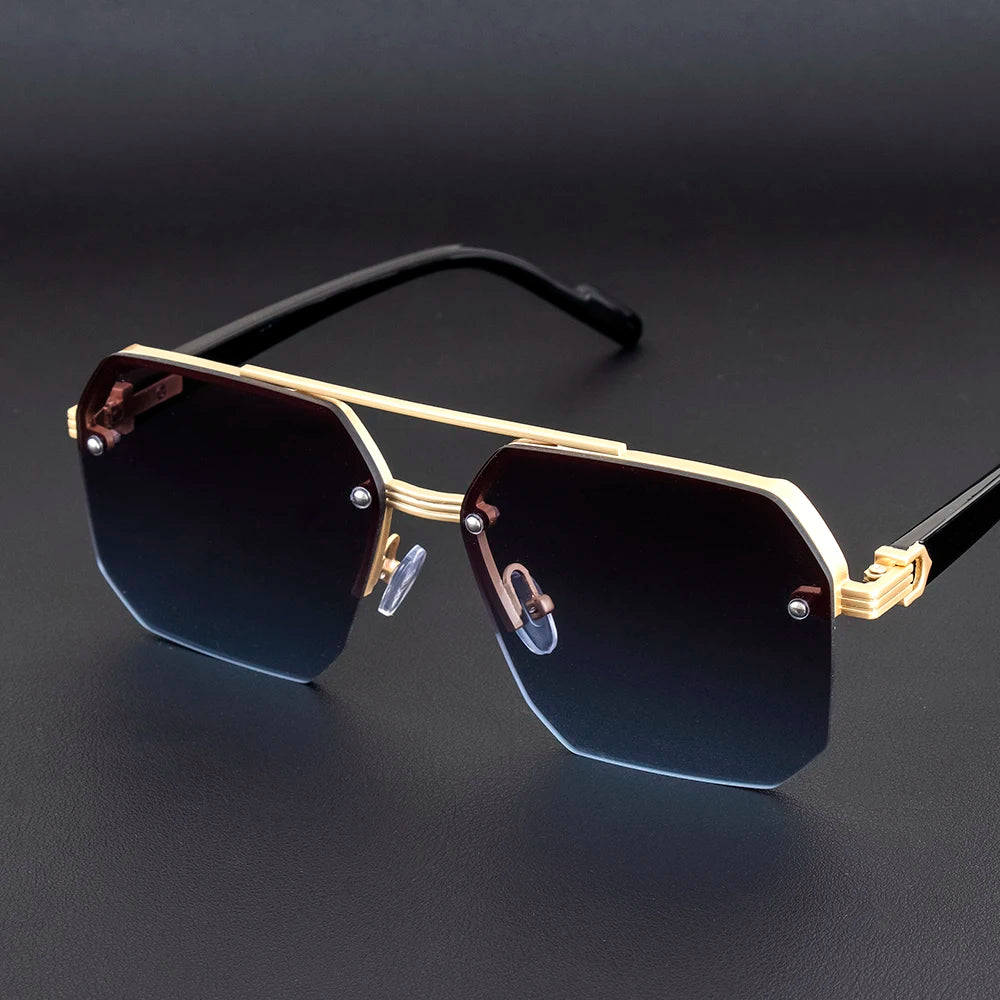 2025 New Large  Half Frame Ink Mirror men Driving Dedicated Fashion Trend UV Protection High-end  Gradually Changing Color