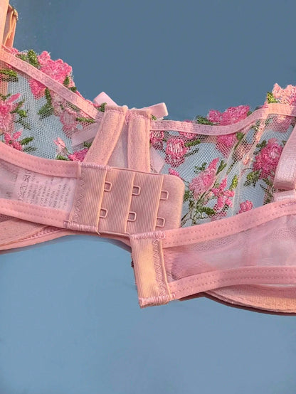 Sexy Lingerie Women Thin Transparent Lace See Through Female Erotic Underwear Bra And Panty Set Sleepwear Suit Embroidery Floral