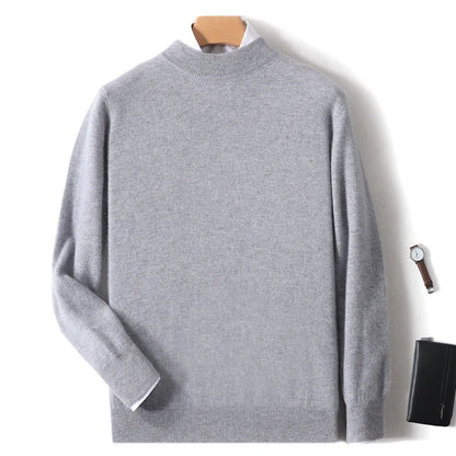 Autumn And Winter New 100% Pure Wool Men's Round Neck Thick Sweater Loose Knit Bottoming Shirt Cashmere Top