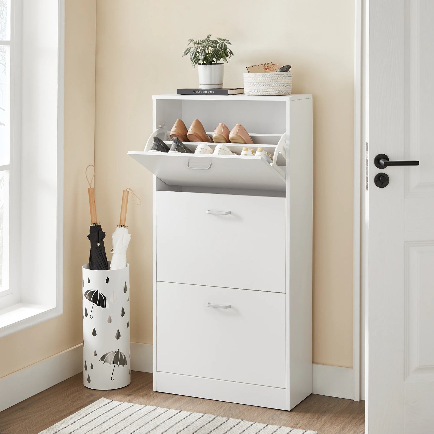 3 flapper shoe rack Shoe Trucks 3-Compartments living room Shoe chest of drawers