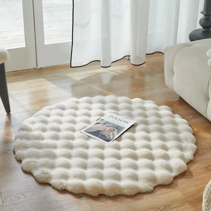 Imitation Rabbit Fur Rug Fluffy Soft Carpet Round Sofa Area Rug Comfortable Floor Mats Living Room Decoration Home Accessories