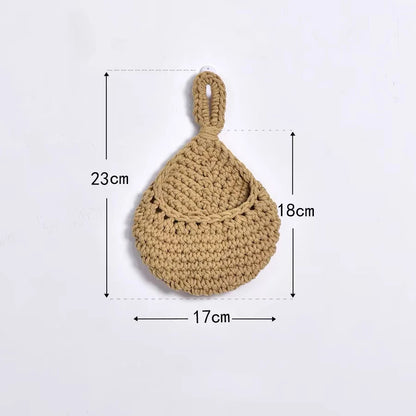 Wall-mounted Vegetable Basket Fruit Sundry Basket Natural Wicker Weave Storage Basket Kitchen Storage Home Decoration Organizer