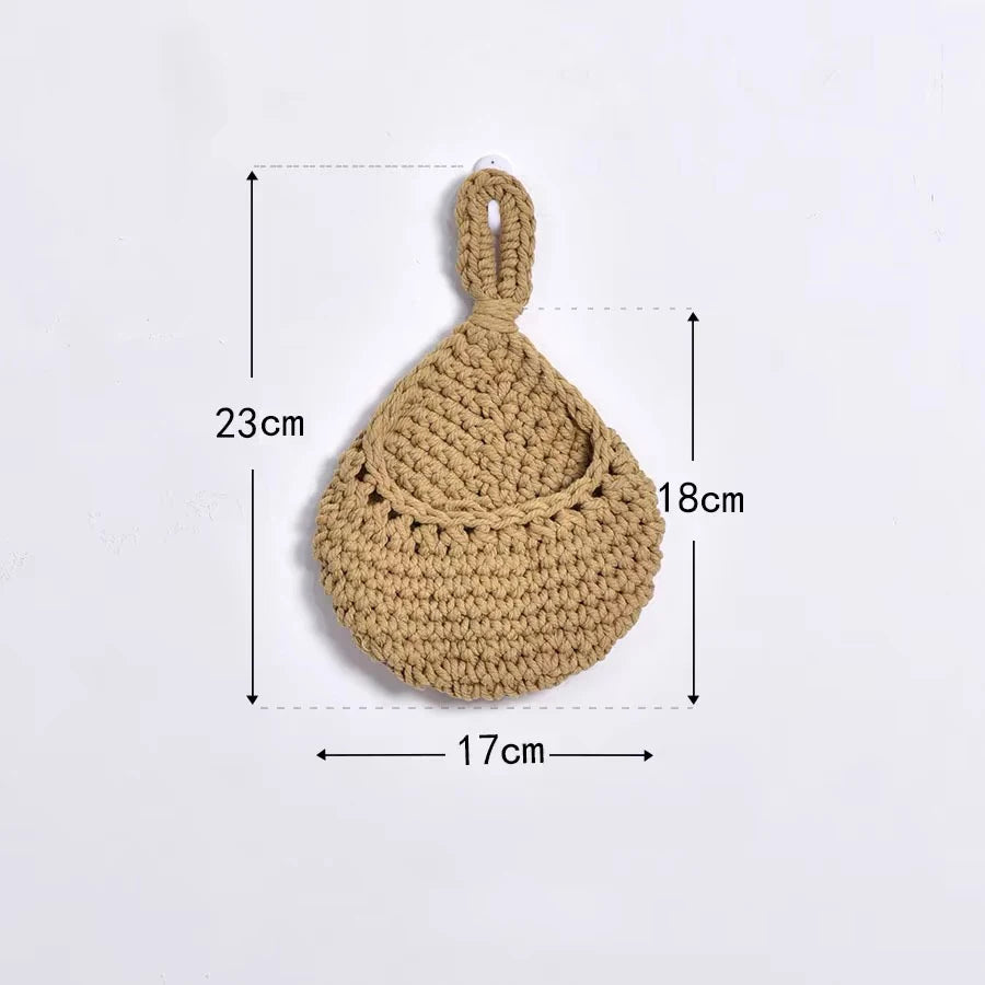 Wall-mounted Vegetable Basket Fruit Sundry Basket Natural Wicker Weave Storage Basket Kitchen Storage Home Decoration Organizer