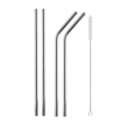 Reusable Metal Drinking Straight Bent Straws Portable Stainless Steel Travel Straw with Cleaning Brush 40oz Watercup Accessories