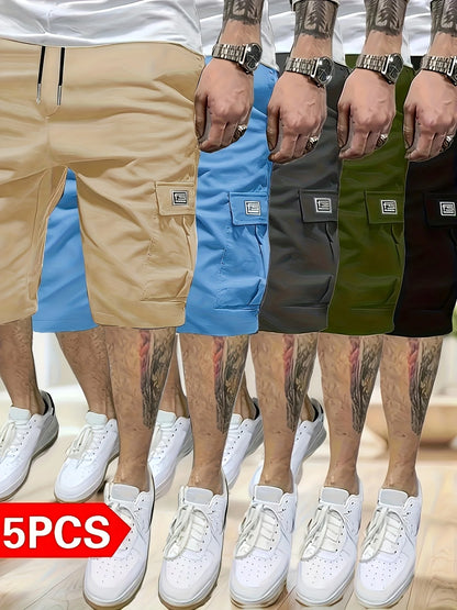 5-Pack Men's Work Shorts with Multi-Pocket Design, Durable Fabric, Stylish and Versatile