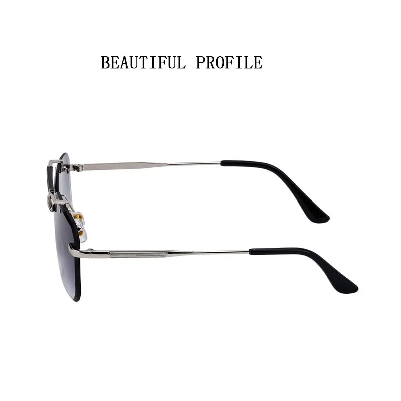 Rimless Sunglasses For Men Fashion Glasses Luxury Square Designer Sunglasses Women Trendy And Fashionable Lentes De Sol Mujer