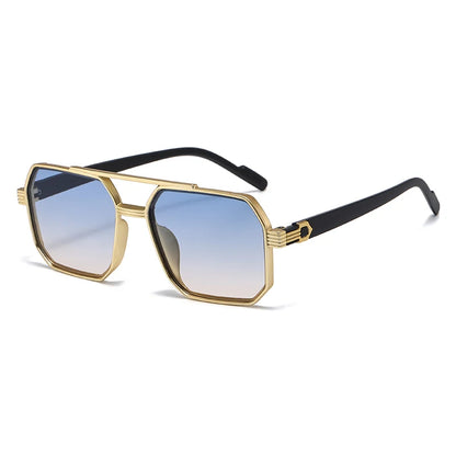 Car Sun Glasses New Fashion Double Beam Polygonal Sunglasses Retro Personalized Trendy Large Frame Eyewear European and American
