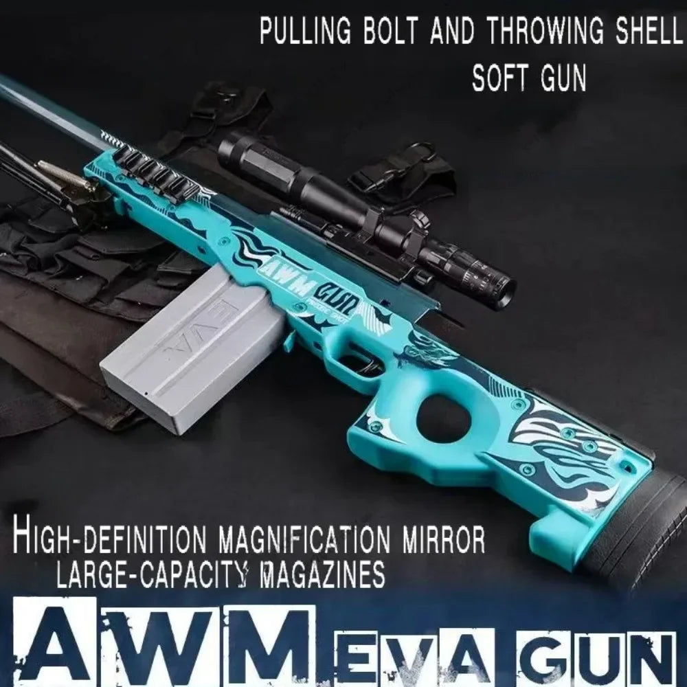 Awm Soft Bullet Toy Gun Manually Loaded Can Be Fired Combat Sniper Rifle Outdoor Games CS Fighting for Adults Boys Gift