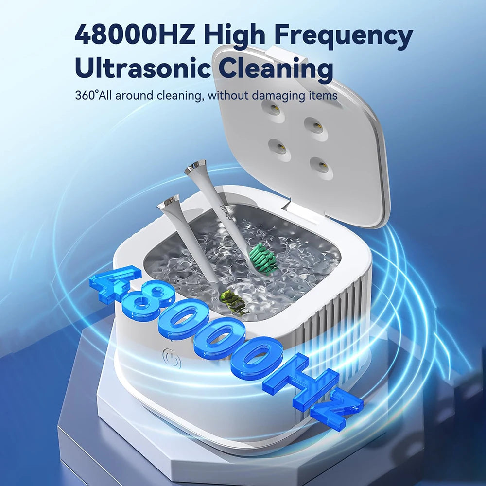 KUNPHY Ultrasonic Cleaner Ultrasound Jewelry Cleaner UV Light Sterilization for Dentures Retainer Washing Machine Cleansing Bath