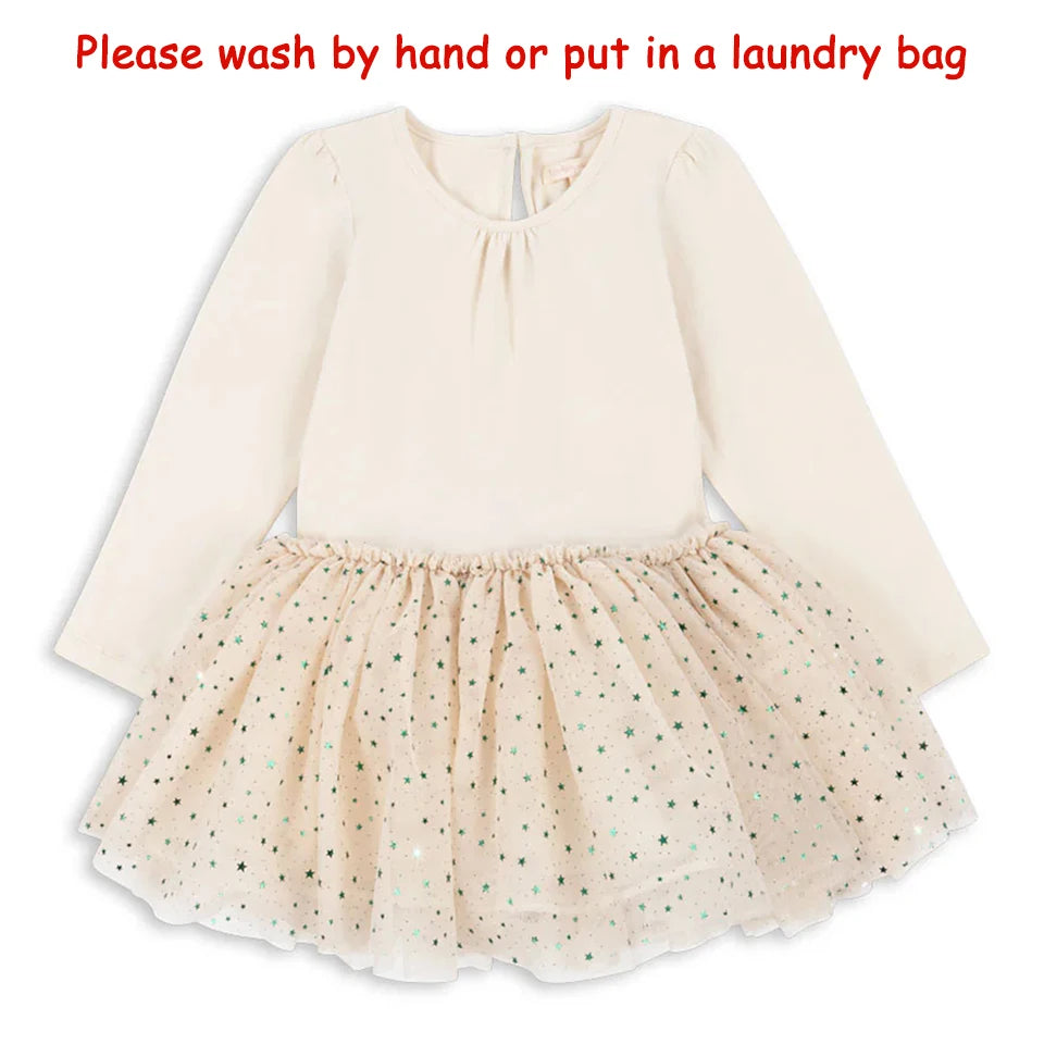 2024 Christmas KS Girls Princess Mesh Dress Kids Pretty Sequin Dresses Baby Cute Skirt Carnival Party Children Voile Dress Gifts