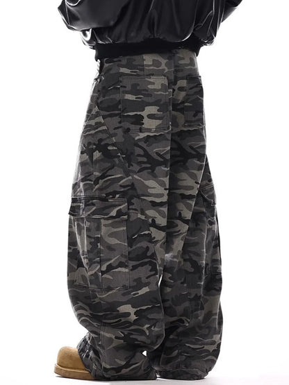 Camo Men's Baggy Jeans American Style Y2K Denim Pants Wide Leg Office-to-Street Trousers Outdoor Streetwear Hip-Hop Pants