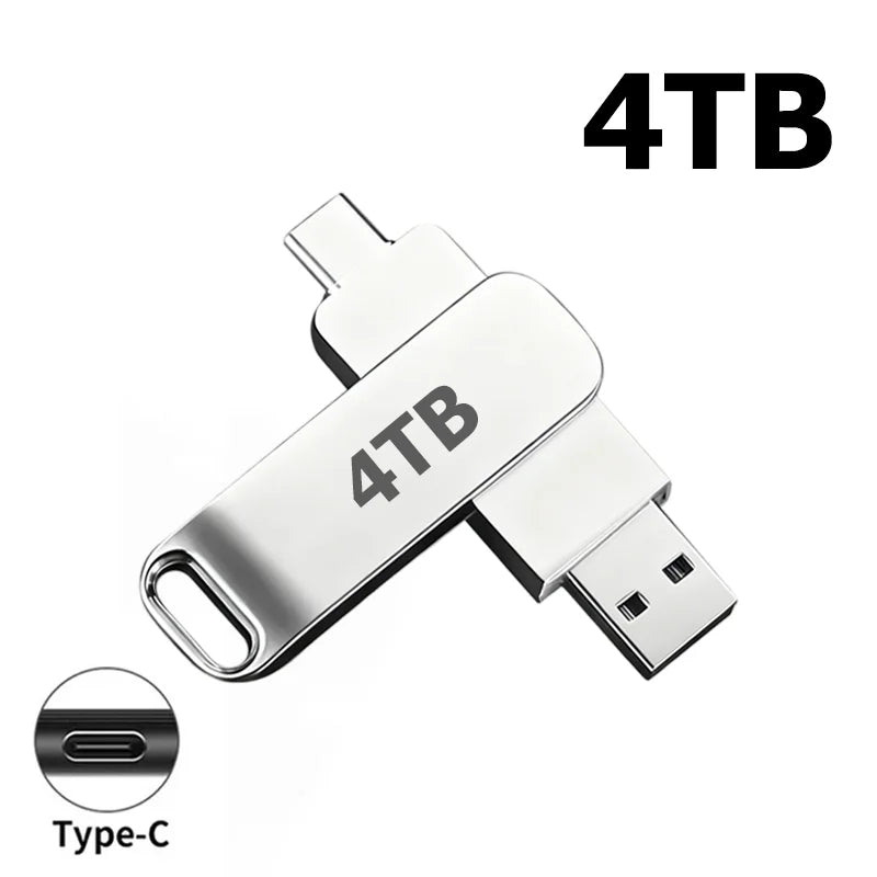 16TB USB 3.3 Flash Drive Metal High-Speed Pen Drive 8TB 4TB Waterproof Type-C USB Pen Drive For Computer Storage Devices