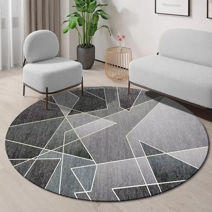 Geometric Round Carpet Non-slip Living Room Decoration Home Abstract Style Rug Washable Bedroom Mat for Children Soft Rugs