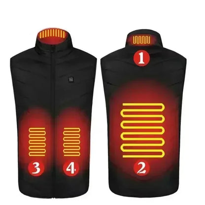 17 Areas Self Heating Vest Four Switch Control Men Heating Jacket USB Electric Heated Clothing Women Thermal Vest Warm Winter