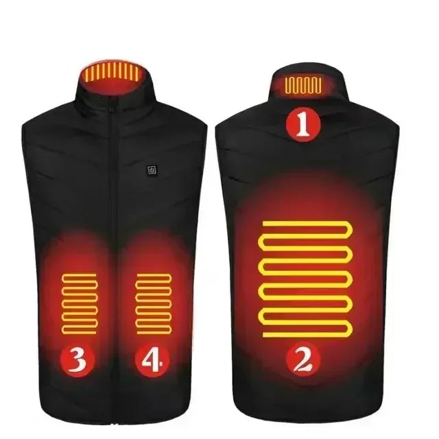 17 Areas Self Heating Vest Four Switch Control Men Heating Jacket USB Electric Heated Clothing Women Thermal Vest Warm Winter