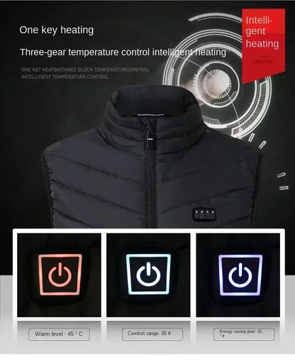 17 Areas Self Heating Vest Four Switch Control Men Heating Jacket USB Electric Heated Clothing Women Thermal Vest Warm Winter