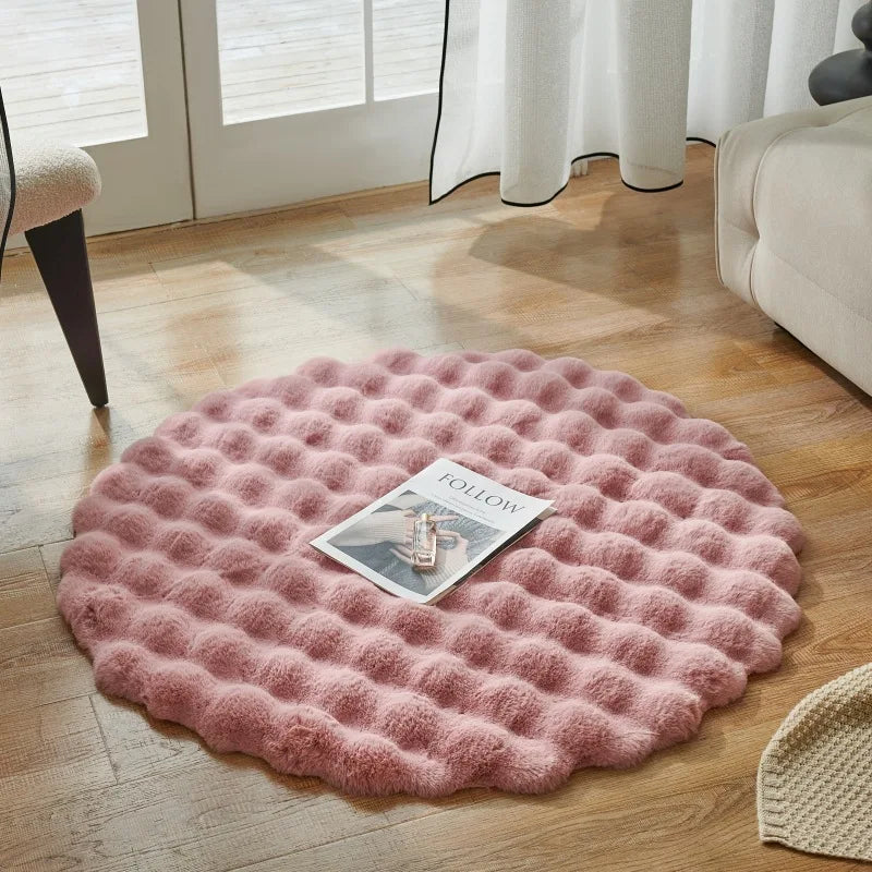 Imitation Rabbit Fur Rug Fluffy Soft Carpet Round Sofa Area Rug Comfortable Floor Mats Living Room Decoration Home Accessories