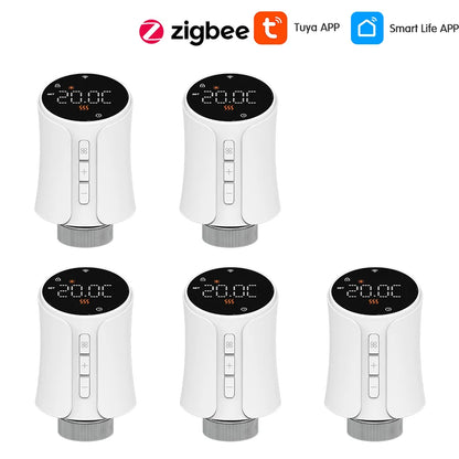 1-5PCS Tuya WiFi/Zigbee Thermostatic Radiator Valve Smart TRV Thermostat Temperature Controller Works With Alexa & Google Home