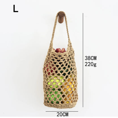 Wall-mounted Vegetable Basket Fruit Sundry Basket Natural Wicker Weave Storage Basket Kitchen Storage Home Decoration Organizer