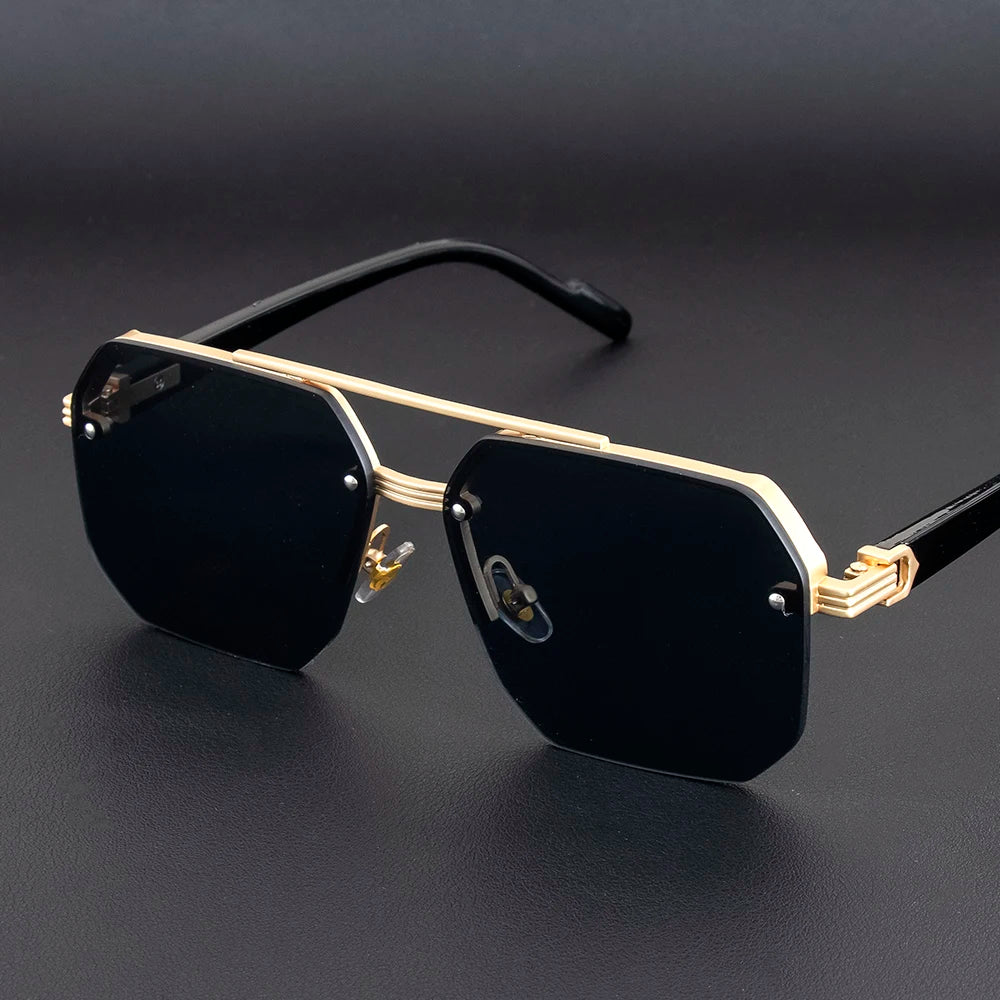 2025 New Large  Half Frame Ink Mirror men Driving Dedicated Fashion Trend UV Protection High-end  Gradually Changing Color
