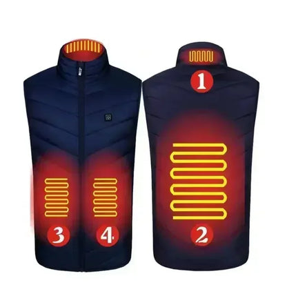 17 Areas Self Heating Vest Four Switch Control Men Heating Jacket USB Electric Heated Clothing Women Thermal Vest Warm Winter