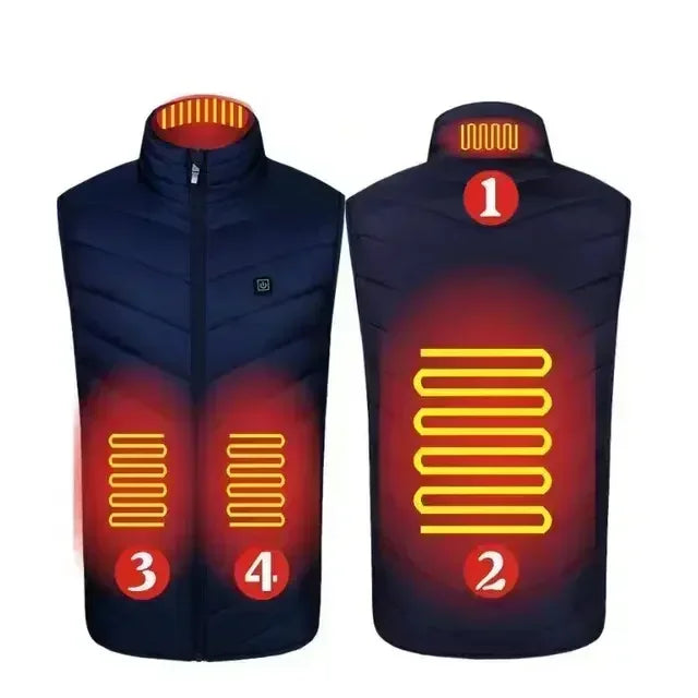 17 Areas Self Heating Vest Four Switch Control Men Heating Jacket USB Electric Heated Clothing Women Thermal Vest Warm Winter