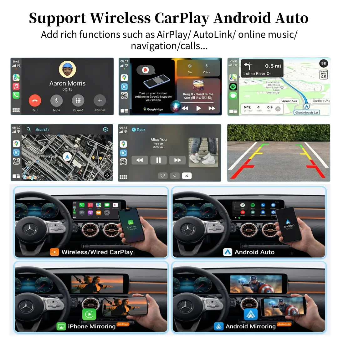 10.25/ 12.3inch Dual Touch Screen Wireless CarPlay for Mercedes Benz A B C E GLA GLB GLC GLE GLS CLA MBUX NTG6.0 BT Head Unit