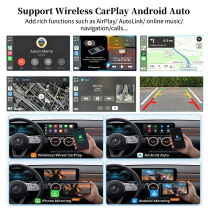 10.25/ 12.3inch Dual Touch Screen Wireless CarPlay for Mercedes Benz A B C E GLA GLB GLC GLE GLS CLA MBUX NTG6.0 BT Head Unit