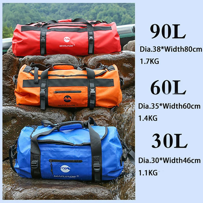 30L 60L 90L Kayaking Bag Waterproof Bag Dry Saddle Luggage Storage Beach Rafting Travel Camping Swimming Bags Drifting Bag X499A