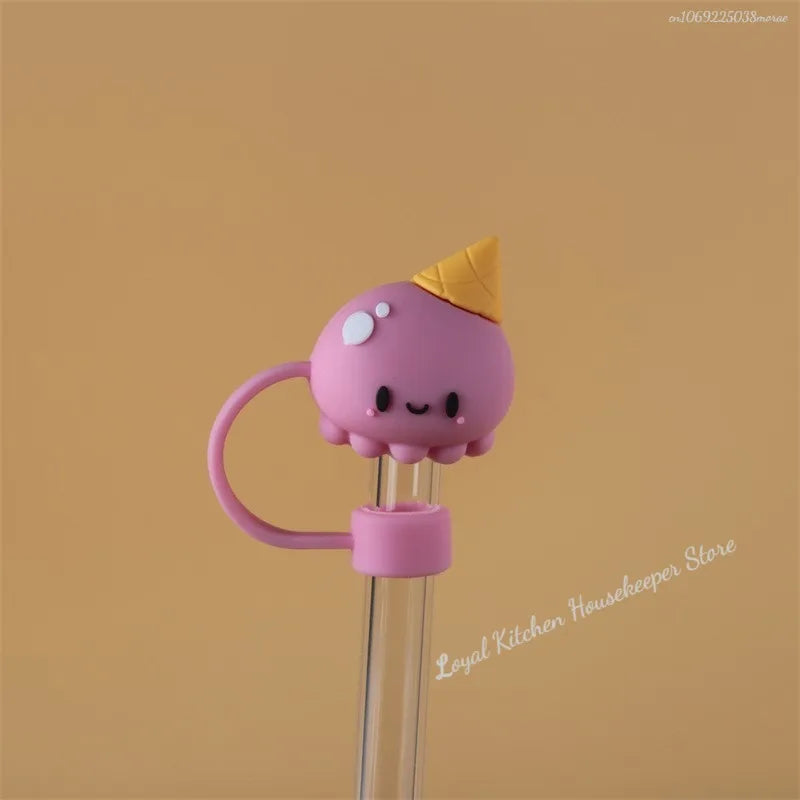 1PC Silicone Sealing Straw Plug Reusable Drinking Dust Cap Cartoon Plugs Tips Cover Suit Kitchen Cup DIY Accessories